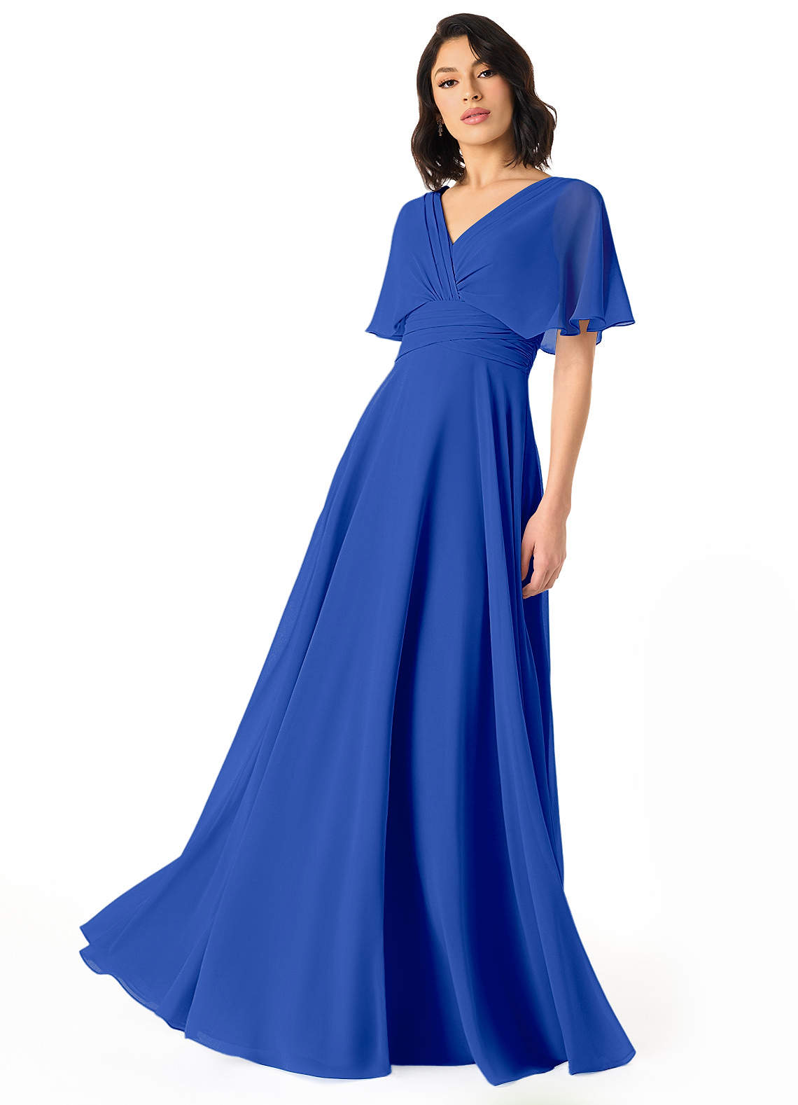 Pamela A-Line V-Neck Chiffon Bridesmaid Dress in Royal Blue