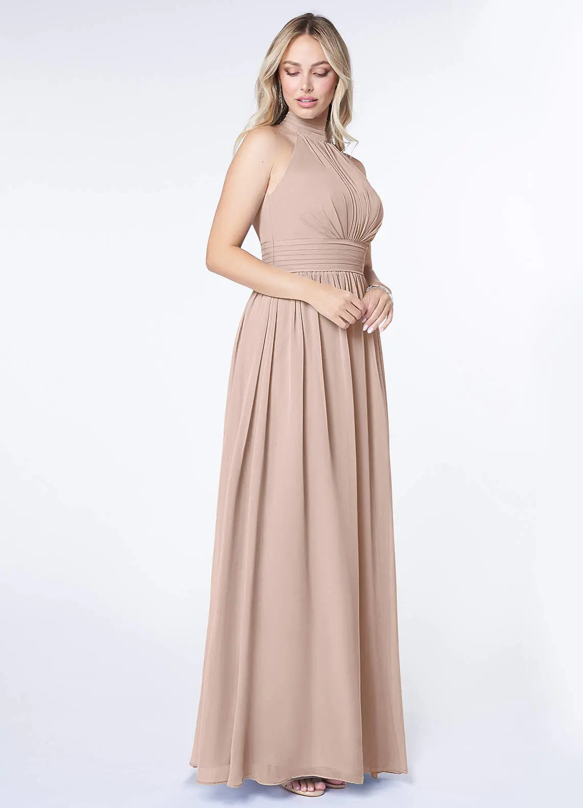 Iman A-Line Halter Chiffon Bridesmaid Dress in English Rose
