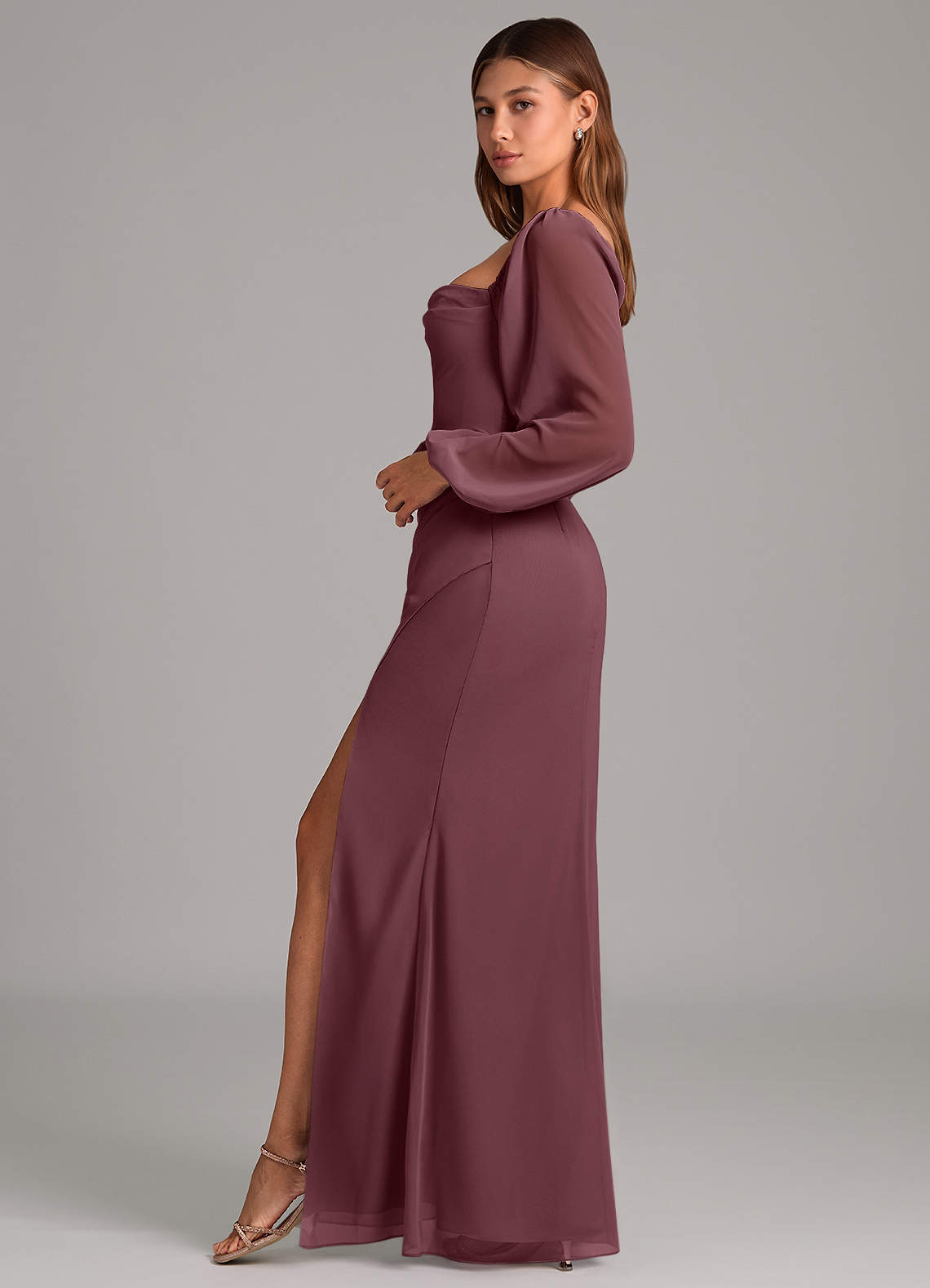 Brixley Mermaid Sweetheart Chiffon Bridesmaid Dress in Sangria