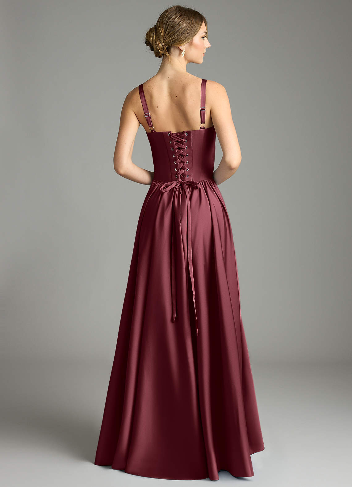 Evadina A-Line Sweetheart Stretch Satin Bridesmaid Dress in Merlot