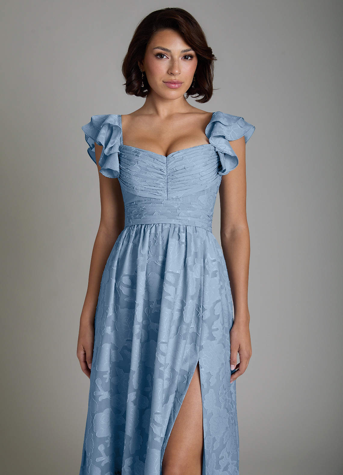 Anaya A-Line V-Neck Floral Burnout Bridesmaid Dress in Powder Blue