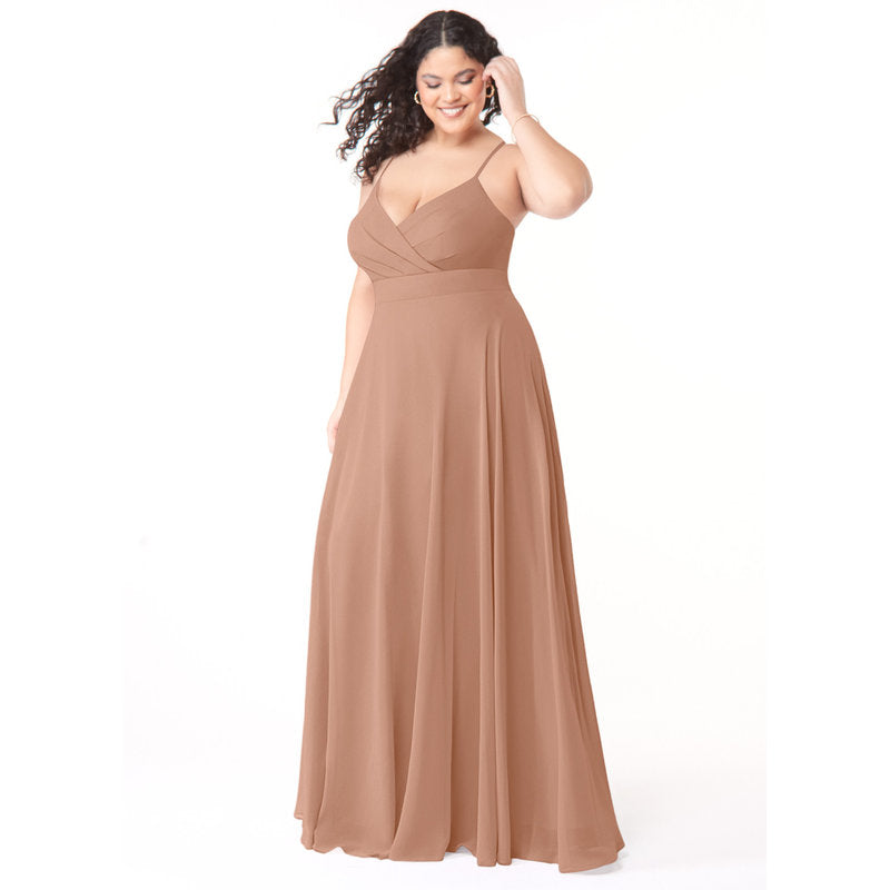 Avelina A-Line V-Neck Chiffon Bridesmaid Dress in Champagne Rose - view 8