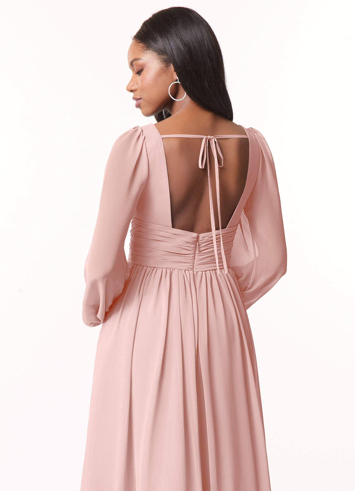 Norah A-Line V-Neck Chiffon Bridesmaid Dress in Powder Pink
