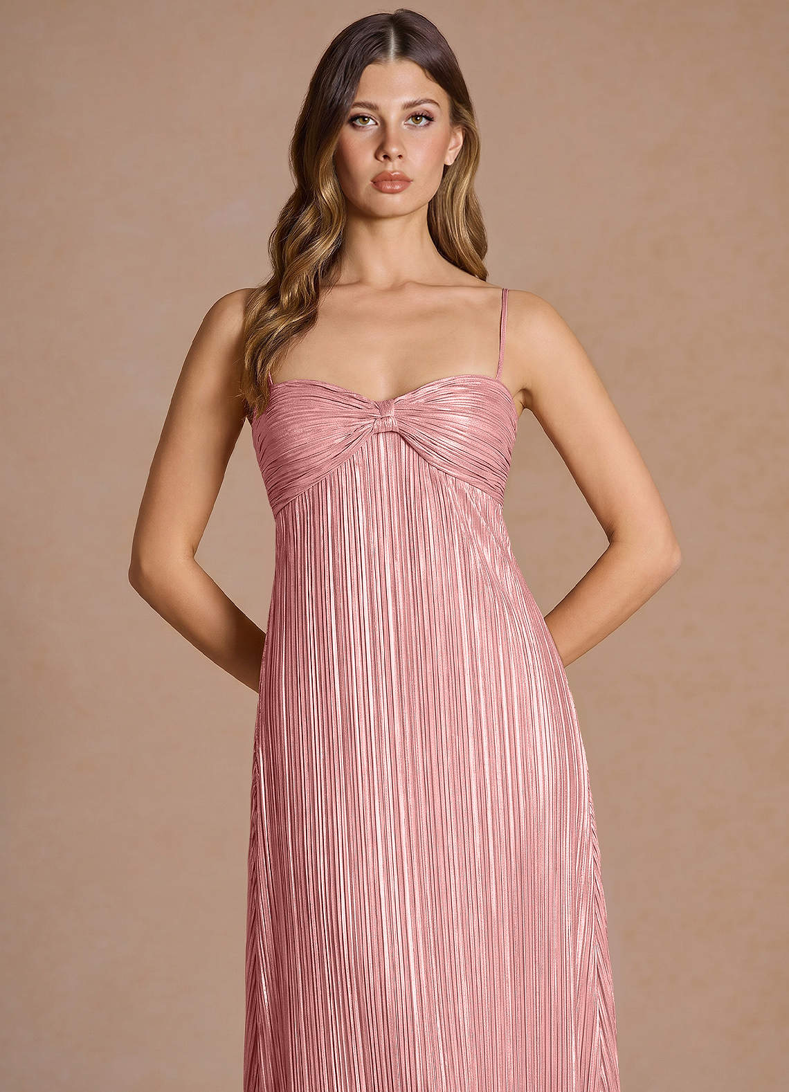 Emmeline A-Line V-Neck Floral Burnout Evening Dress in Pink