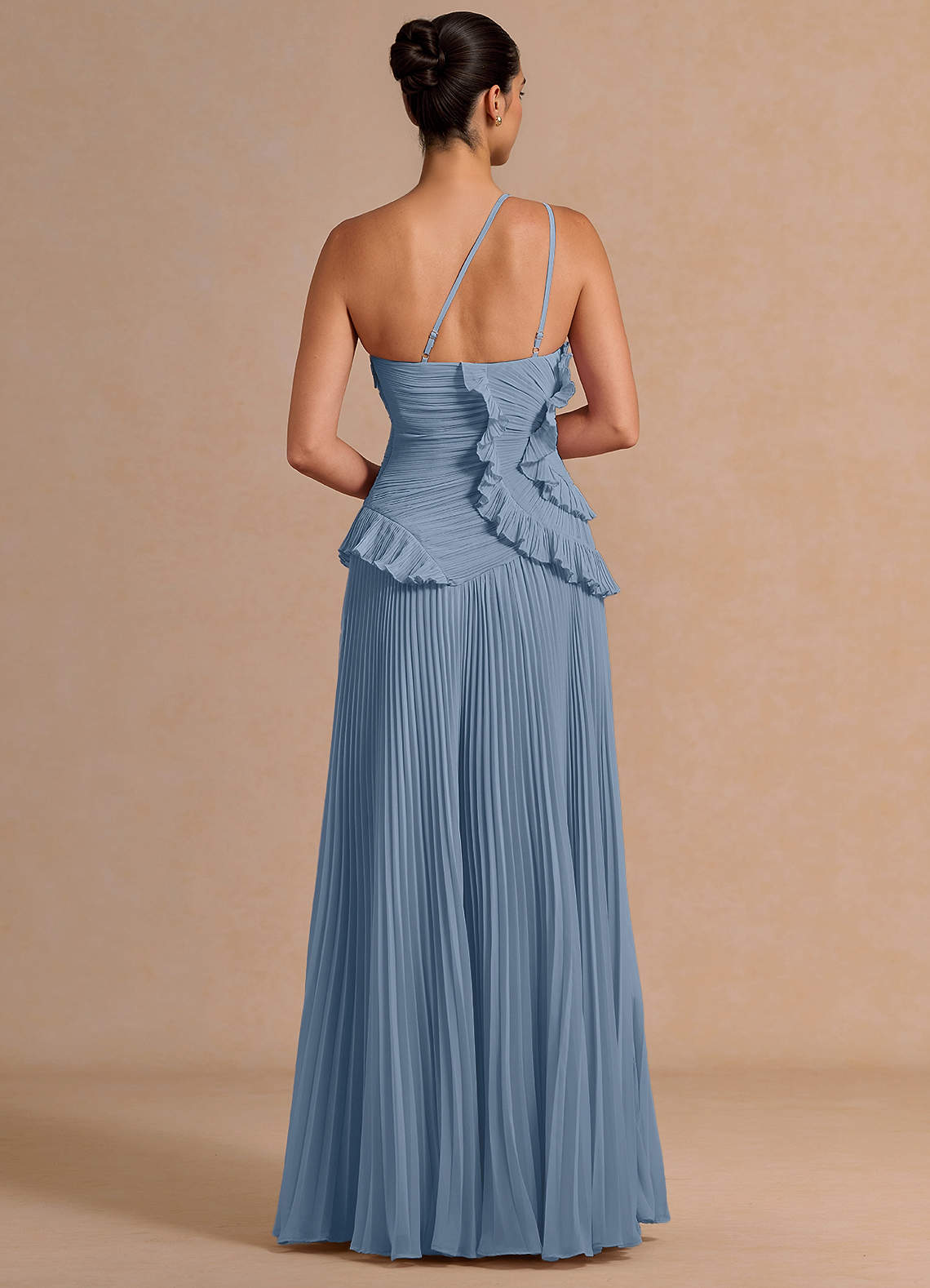 Melody A-Line One-Shoulder Chiffon Evening Dress in Powder Blue