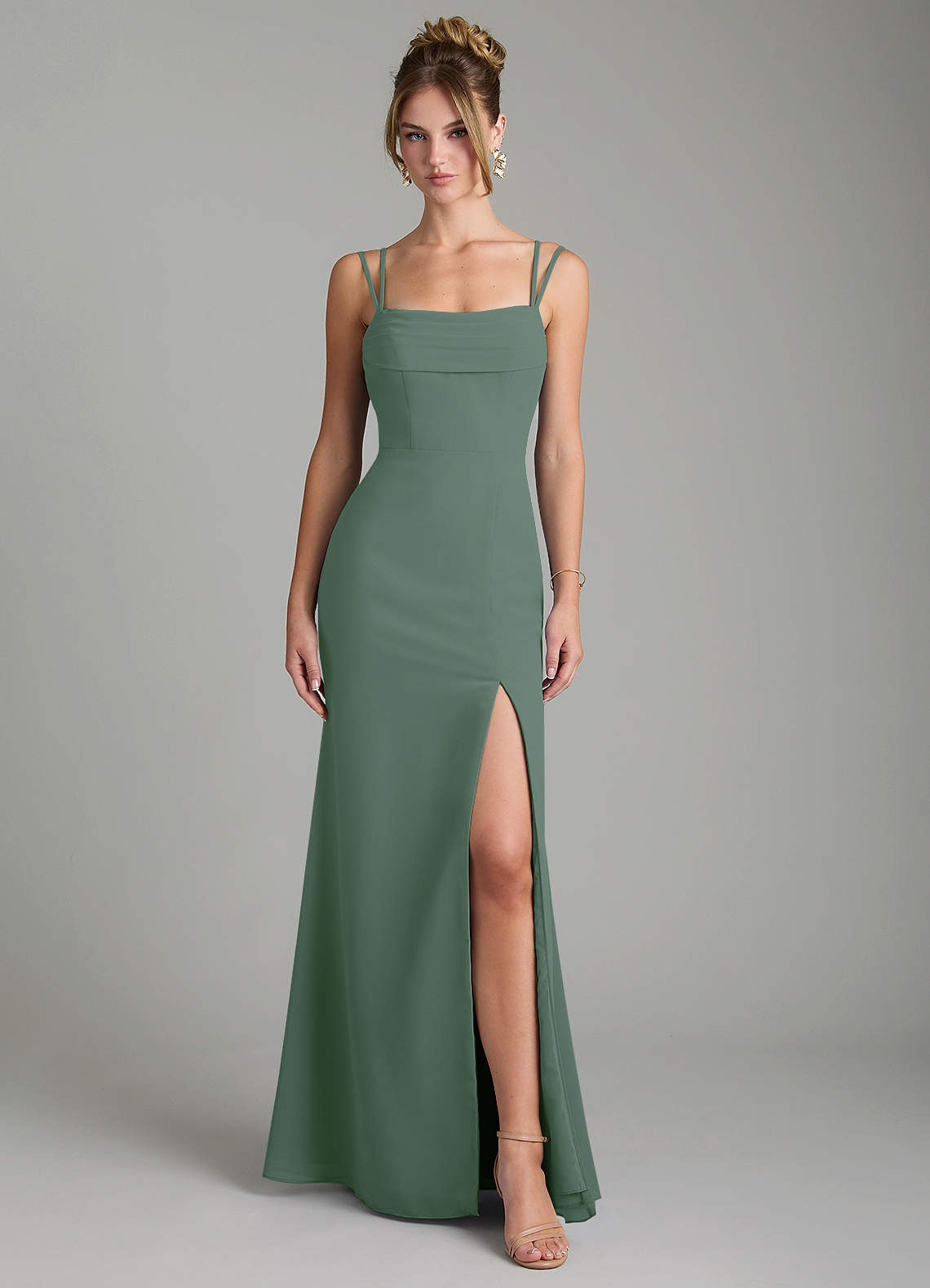 Egypt Sheath Sweetheart Chiffon Bridesmaid Dress in Eucalyptus