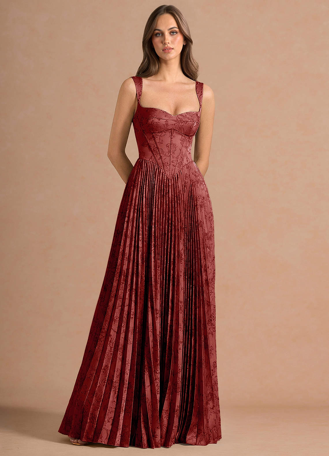 Isonelle A-Line Sweetheart Jacquard Wedding Guest Dress in Moss Navy