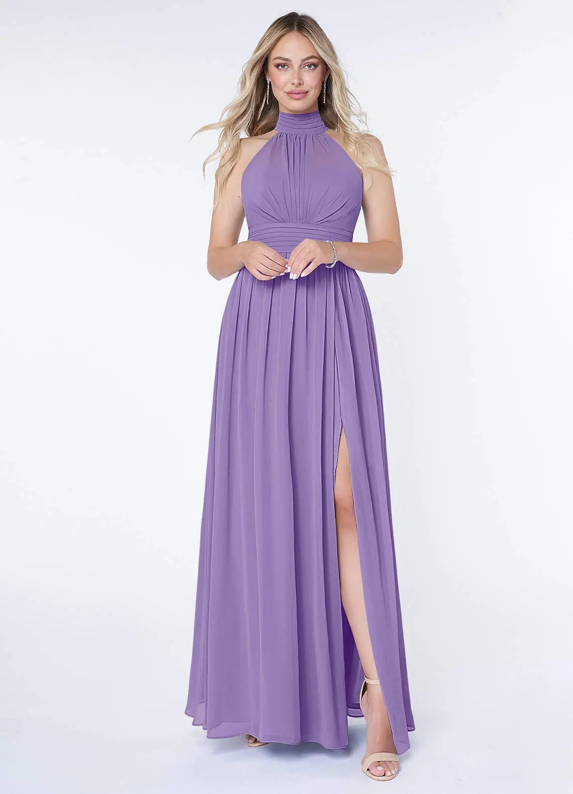 Iman A-Line Halter Chiffon Bridesmaid Dress in Tahiti
