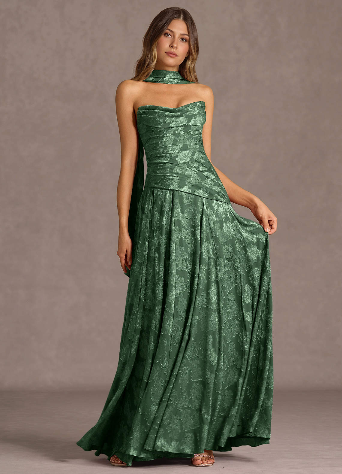 Gabriela A-Line Corset Fil Coupé Wedding Guest Dress in Lemon Sorbet