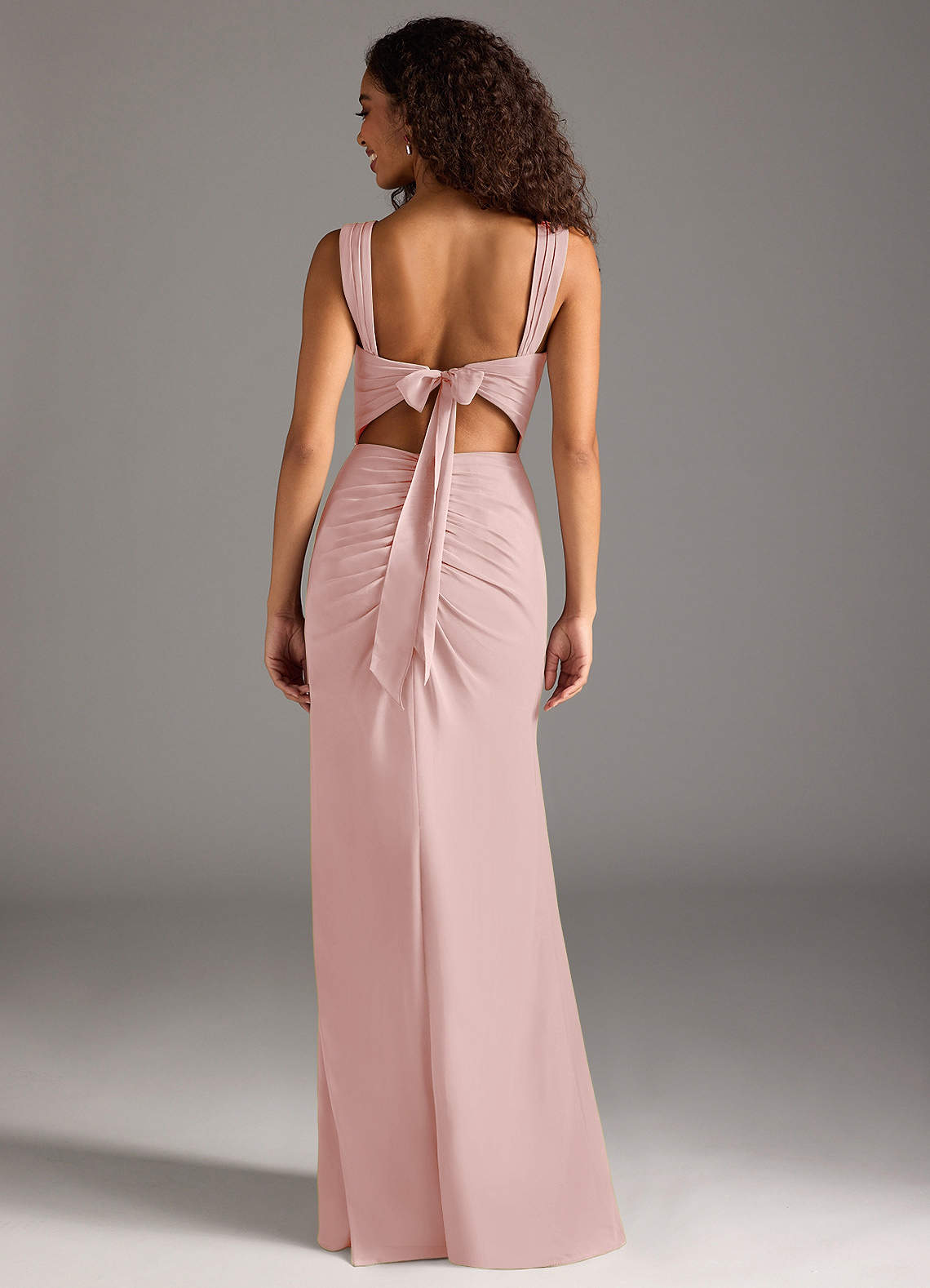 Jesaphine Sheath Square-Neck Chiffon Bridesmaid Dress in Powder Pink
