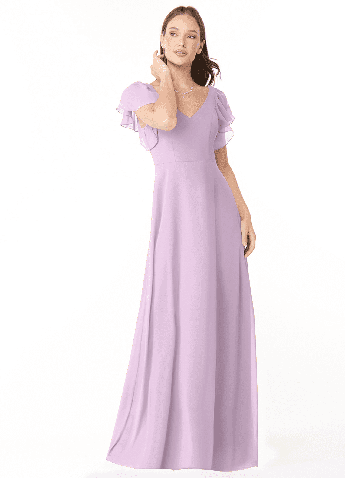 Syenna A-Line V-Neck Chiffon Bridesmaid Dress in Frosted Lilac