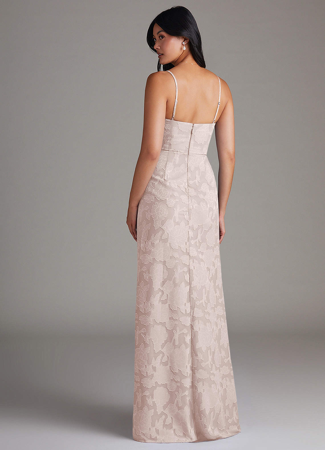 Maci Sheath V-Neck Floral Burnout Bridesmaid Dress in Blushing Pink