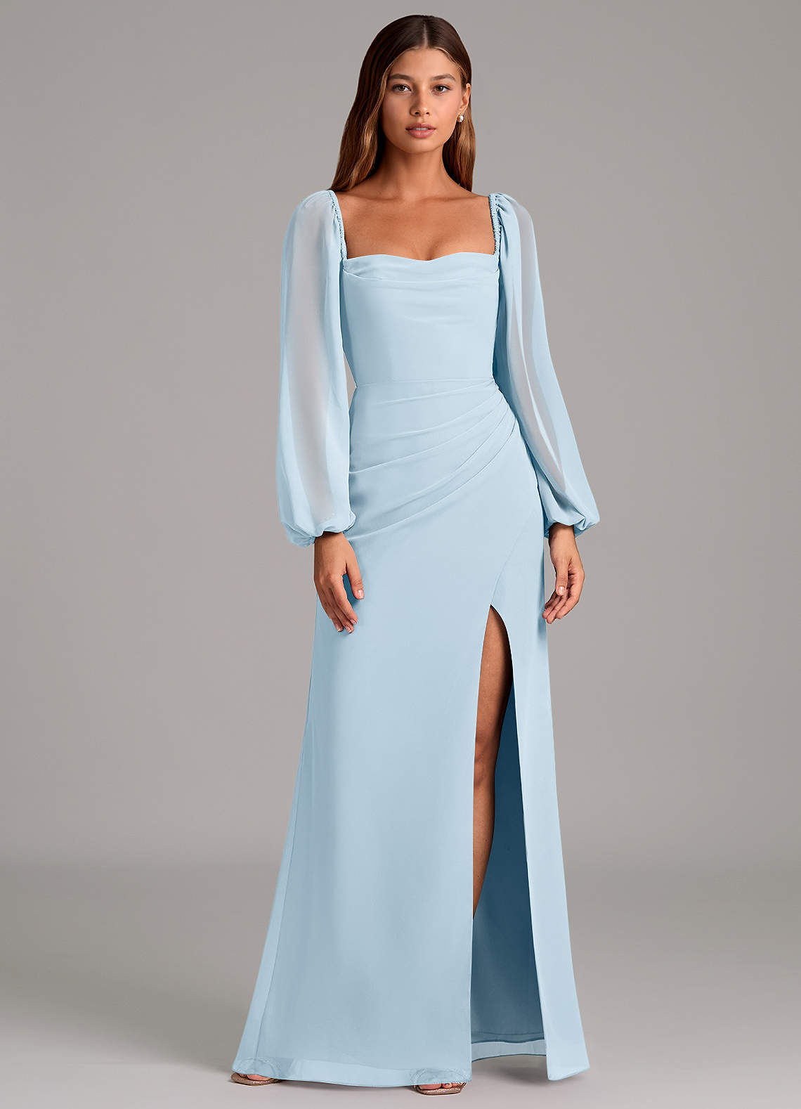 Brixley Mermaid Sweetheart Chiffon Bridesmaid Dress in Sky Blue