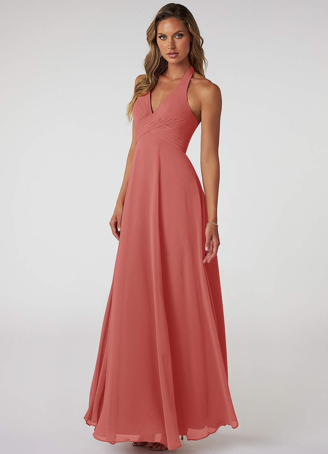 Tessie A-Line V-Neck Chiffon Bridesmaid Dress in Antique Rose