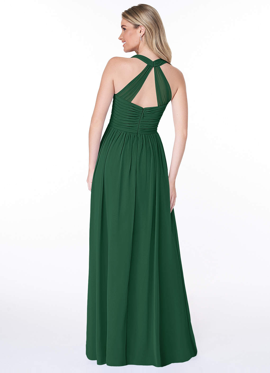 Jaclyn A-Line Halter Chiffon Bridesmaid Dress in Dark Green