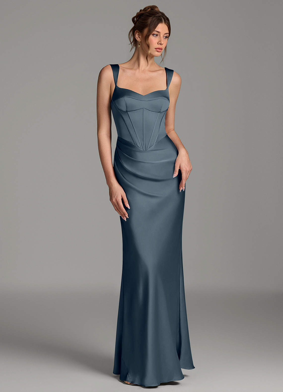 Mela Sheath Sweetheart Stretch Satin Bridesmaid Dress in Twilight