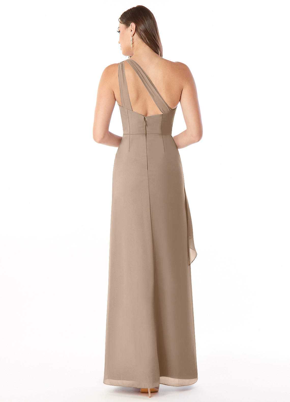 Maive Sheath One-Shoulder Chiffon Bridesmaid Dress in Taupe