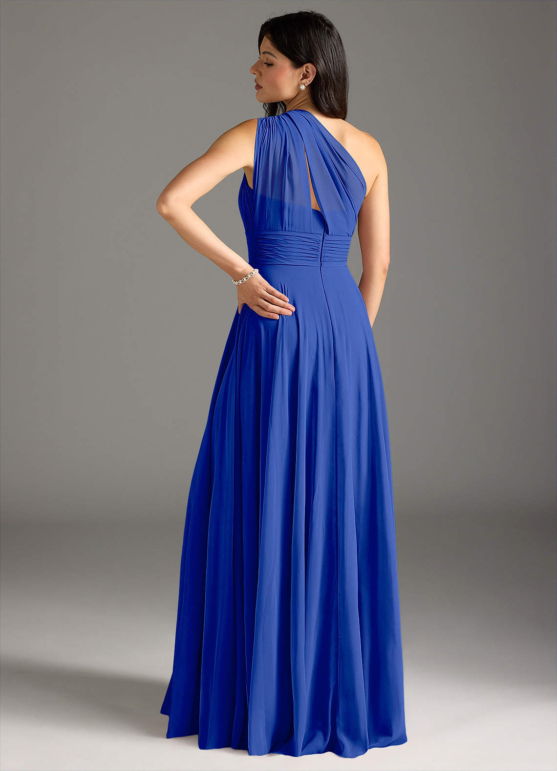 Charlize A-Line One-Shoulder Chiffon Bridesmaid Dress in Royal Blue
