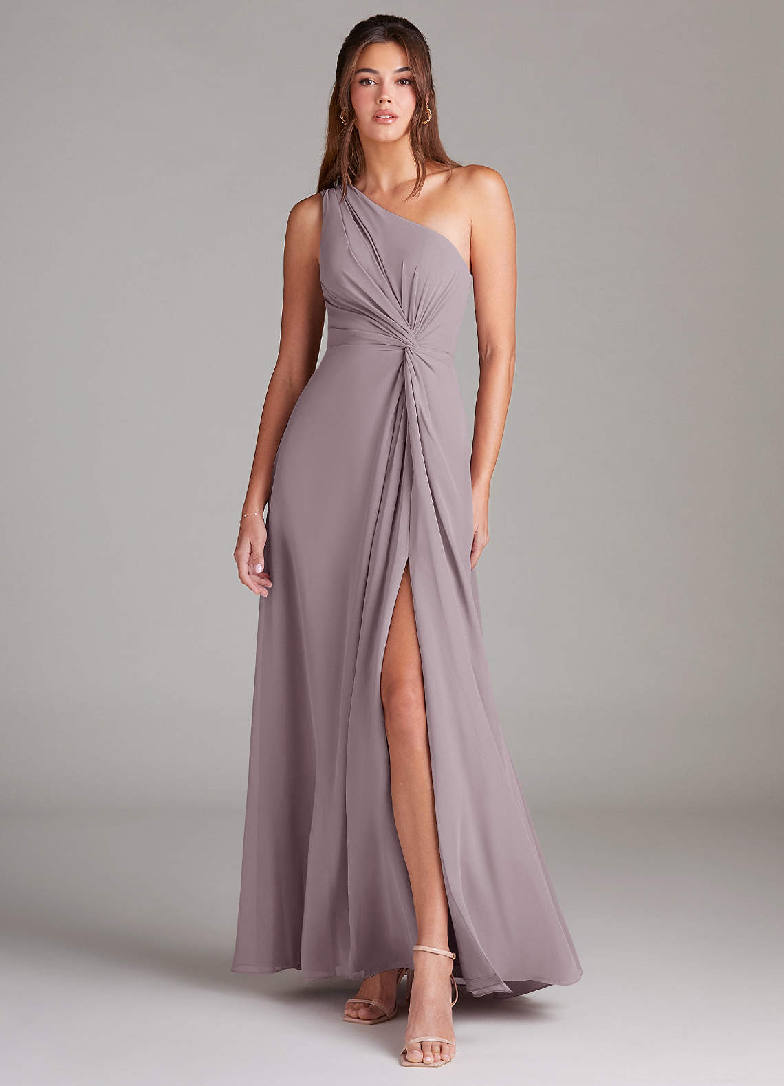 Brooke A-Line One-Shoulder Chiffon Bridesmaid Dress in Dusk
