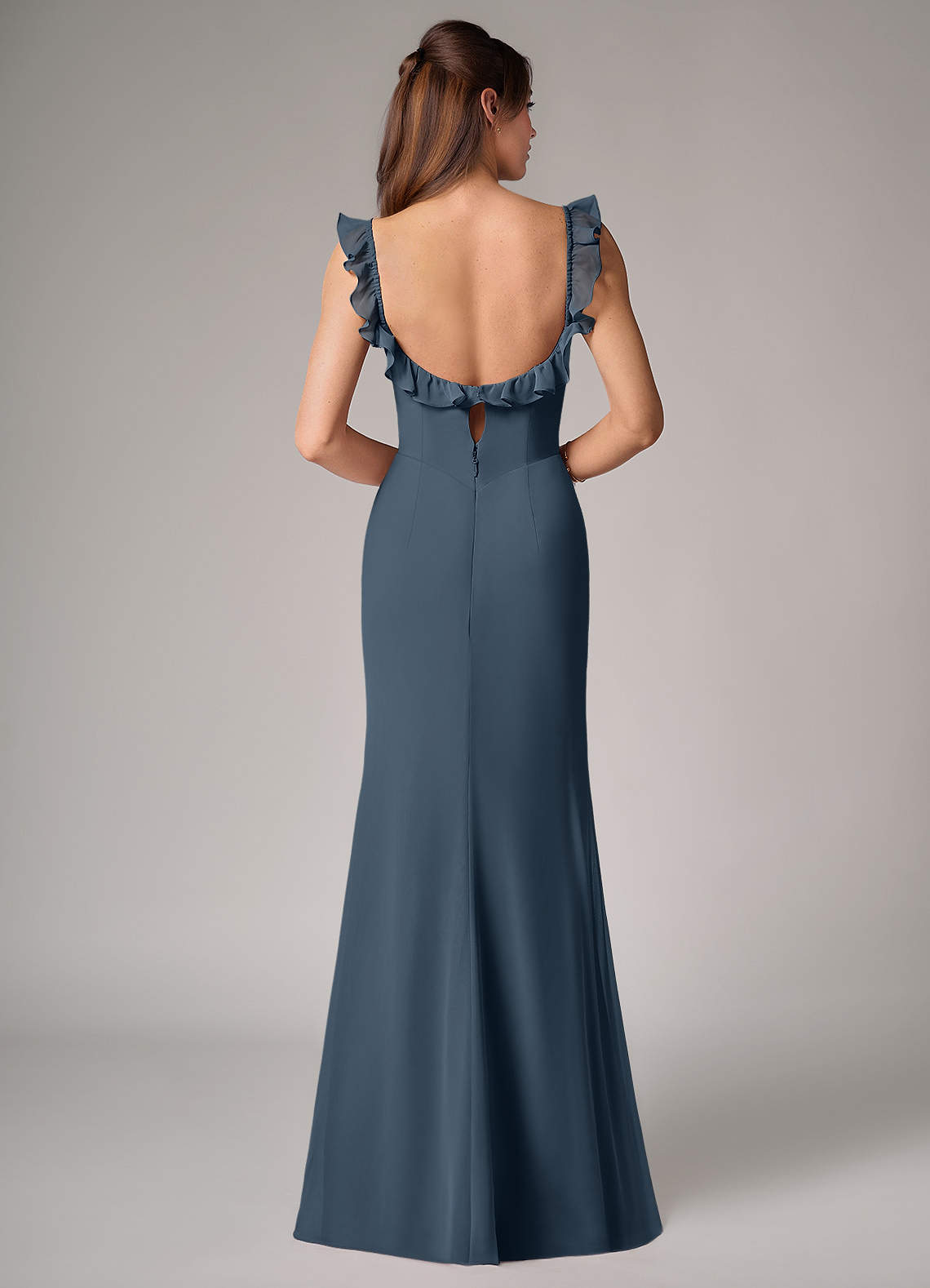 Callie Mermaid Scoop-Neck Chiffon Bridesmaid Dress in Neptune