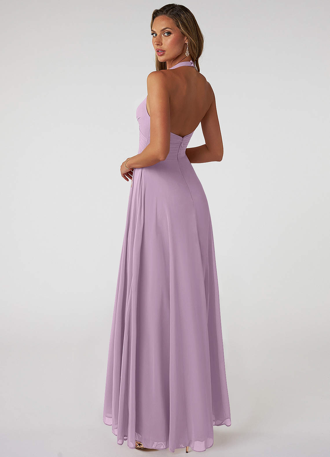 Tessie A-Line V-Neck Chiffon Bridesmaid Dress in Wisteria