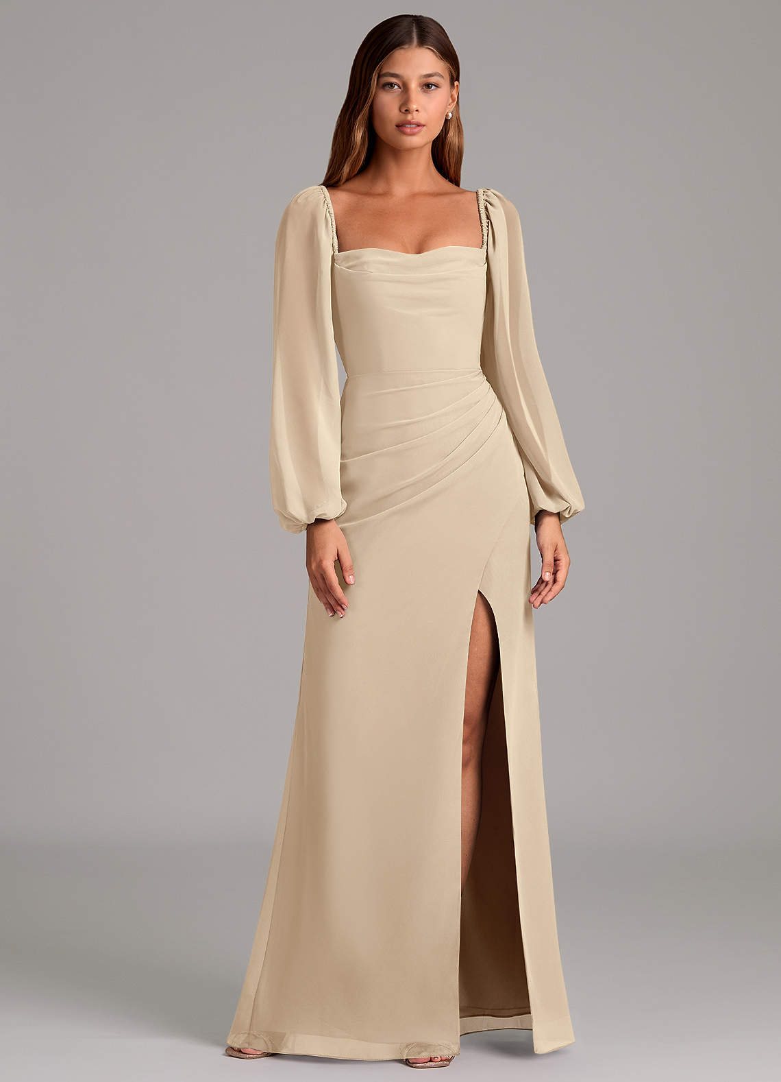 Brixley Mermaid Sweetheart Chiffon Bridesmaid Dress in Champagne