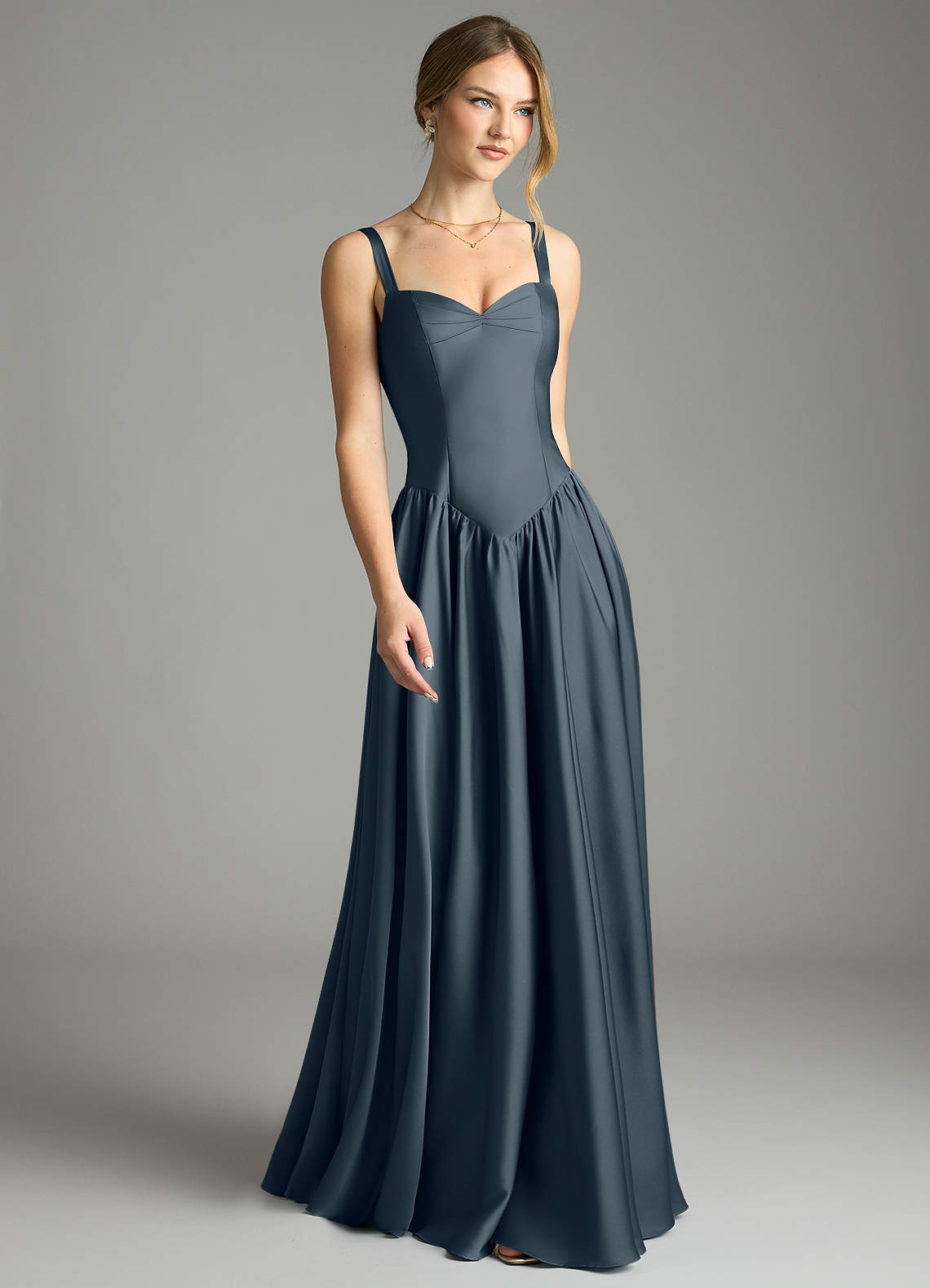 Evadina A-Line Sweetheart Stretch Satin Bridesmaid Dress in Twilight
