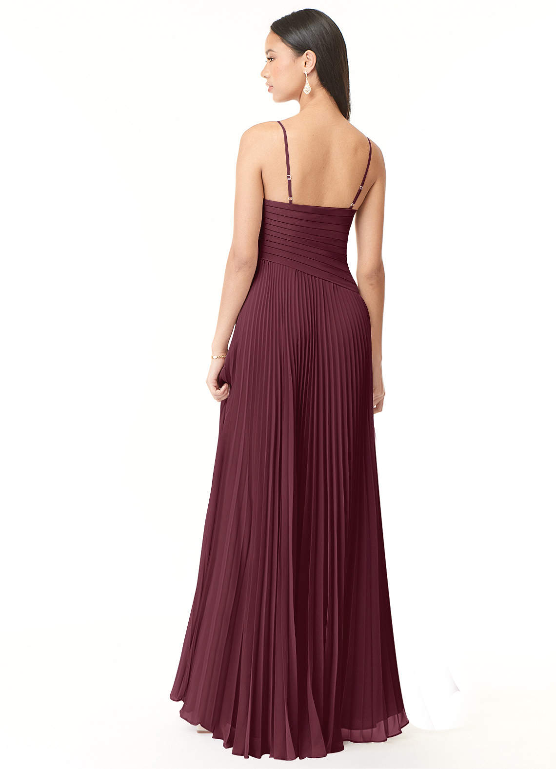 Vini A-Line V-Neck Chiffon Bridesmaid Dress in Cabernet