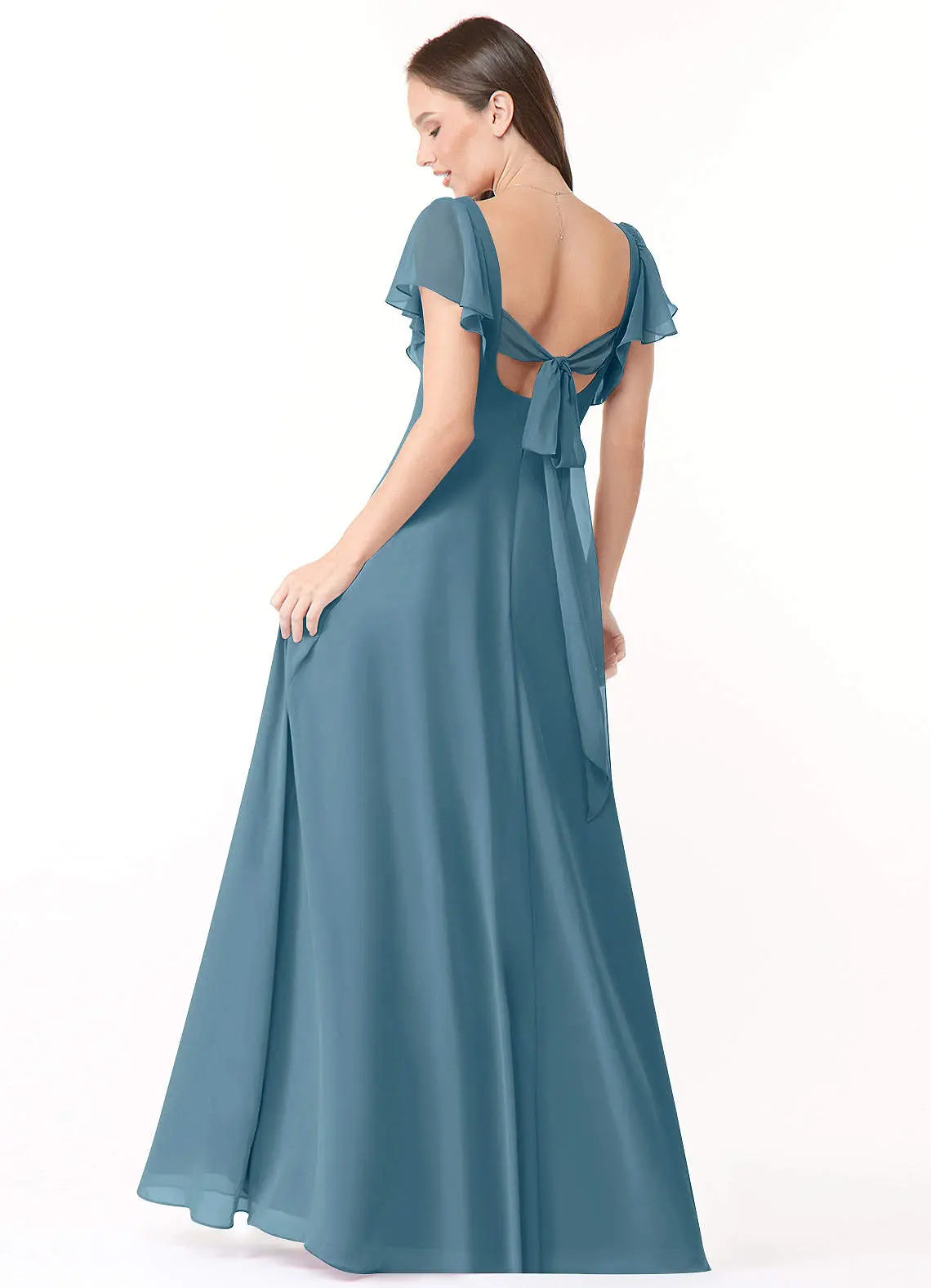 Syenna A-Line V-Neck Chiffon Bridesmaid Dress in Bermuda