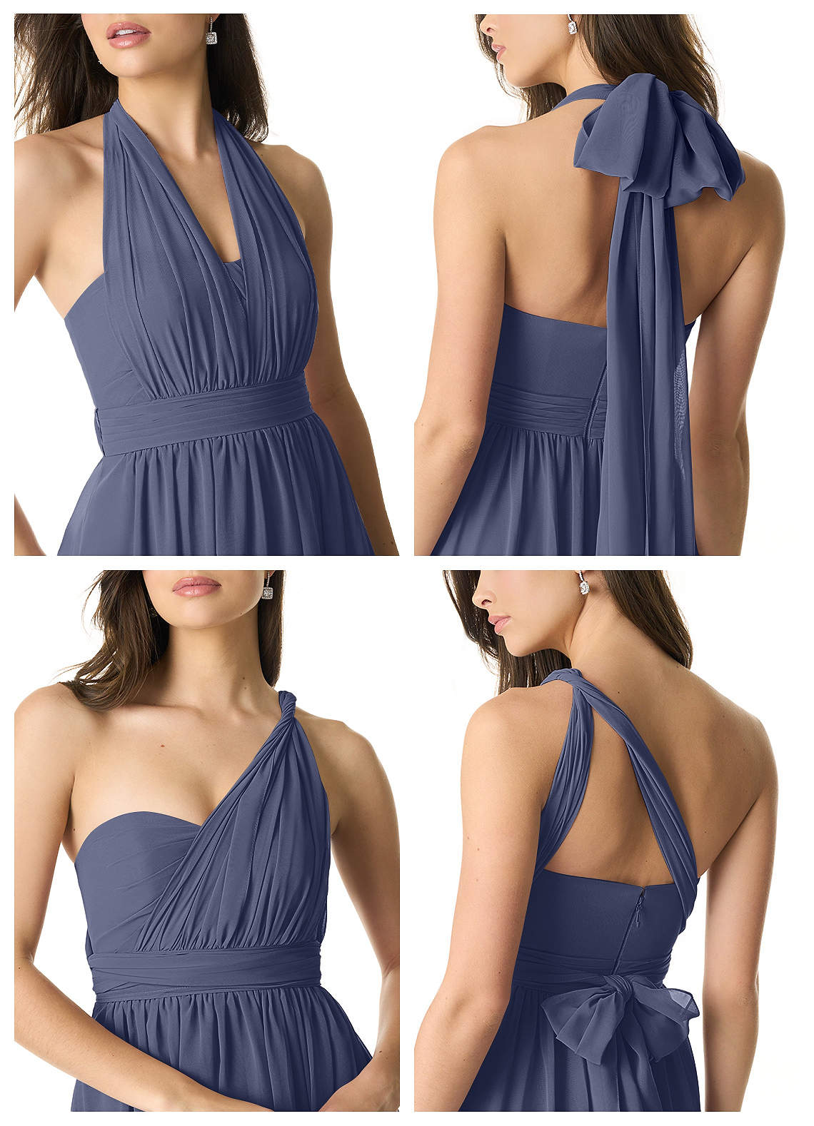 Olani A-Line V-Neck Chiffon Bridesmaid Dress in Stormy