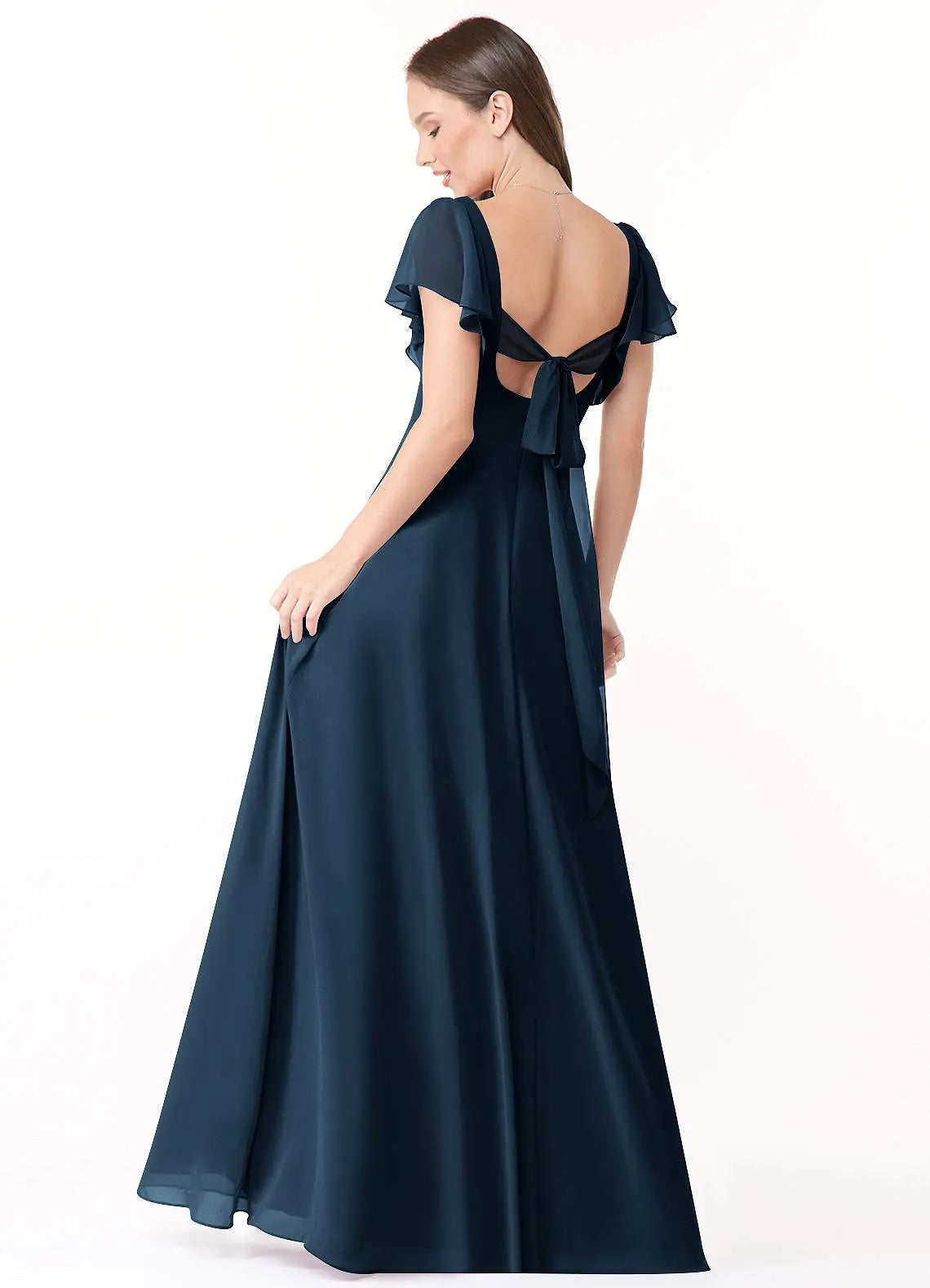 Syenna A-Line V-Neck Chiffon Bridesmaid Dress in Dark Navy