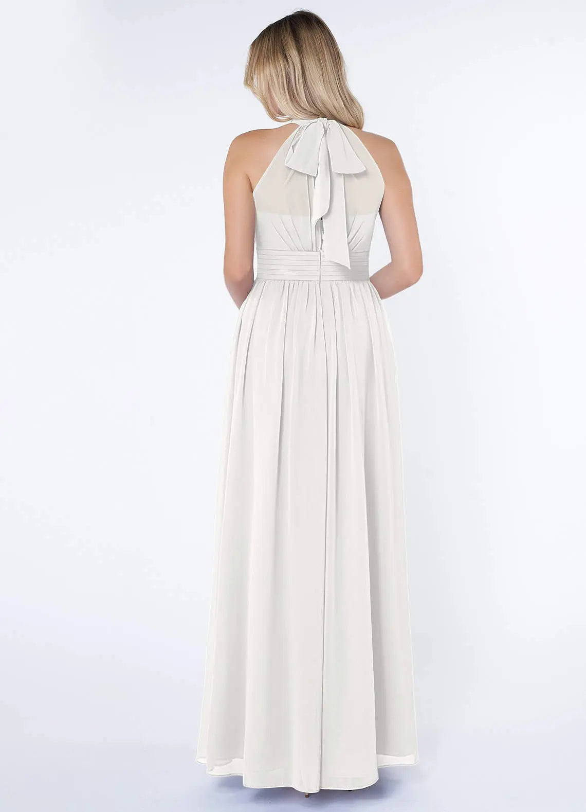 Iman A-Line Halter Chiffon Bridesmaid Dress in white
