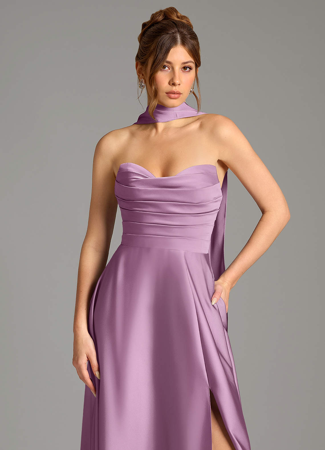 Ayla A-Line Sweetheart Stretch Satin Bridesmaid Dress in Wisteria