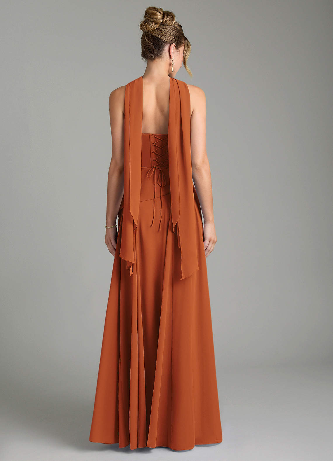 Gabriela A-Line Cowl-Neck Chiffon Bridesmaid Dress in Cinnamon