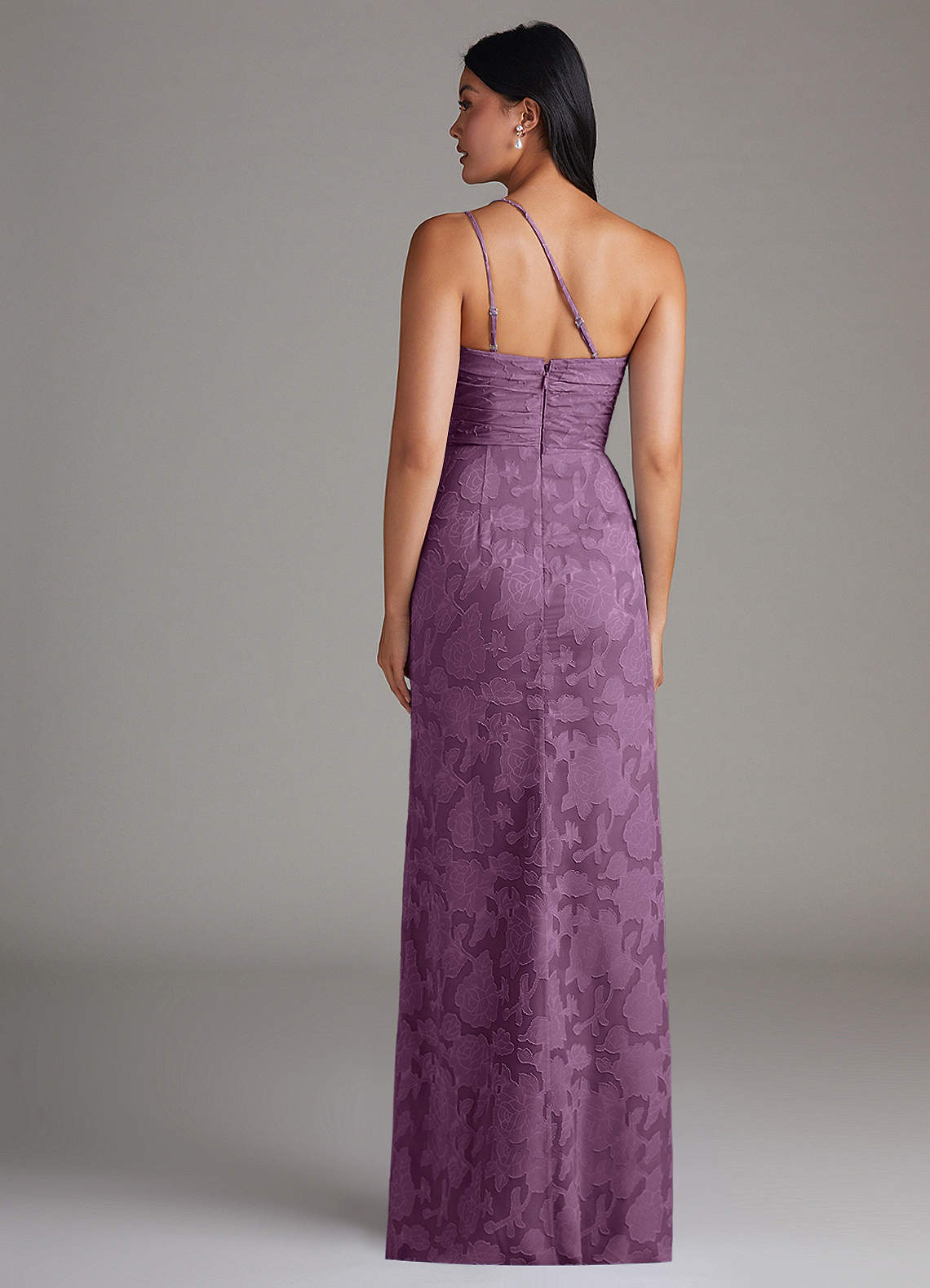 Eren Sheath One-Shoulder Floral Burnout Bridesmaid Dress in Wisteria