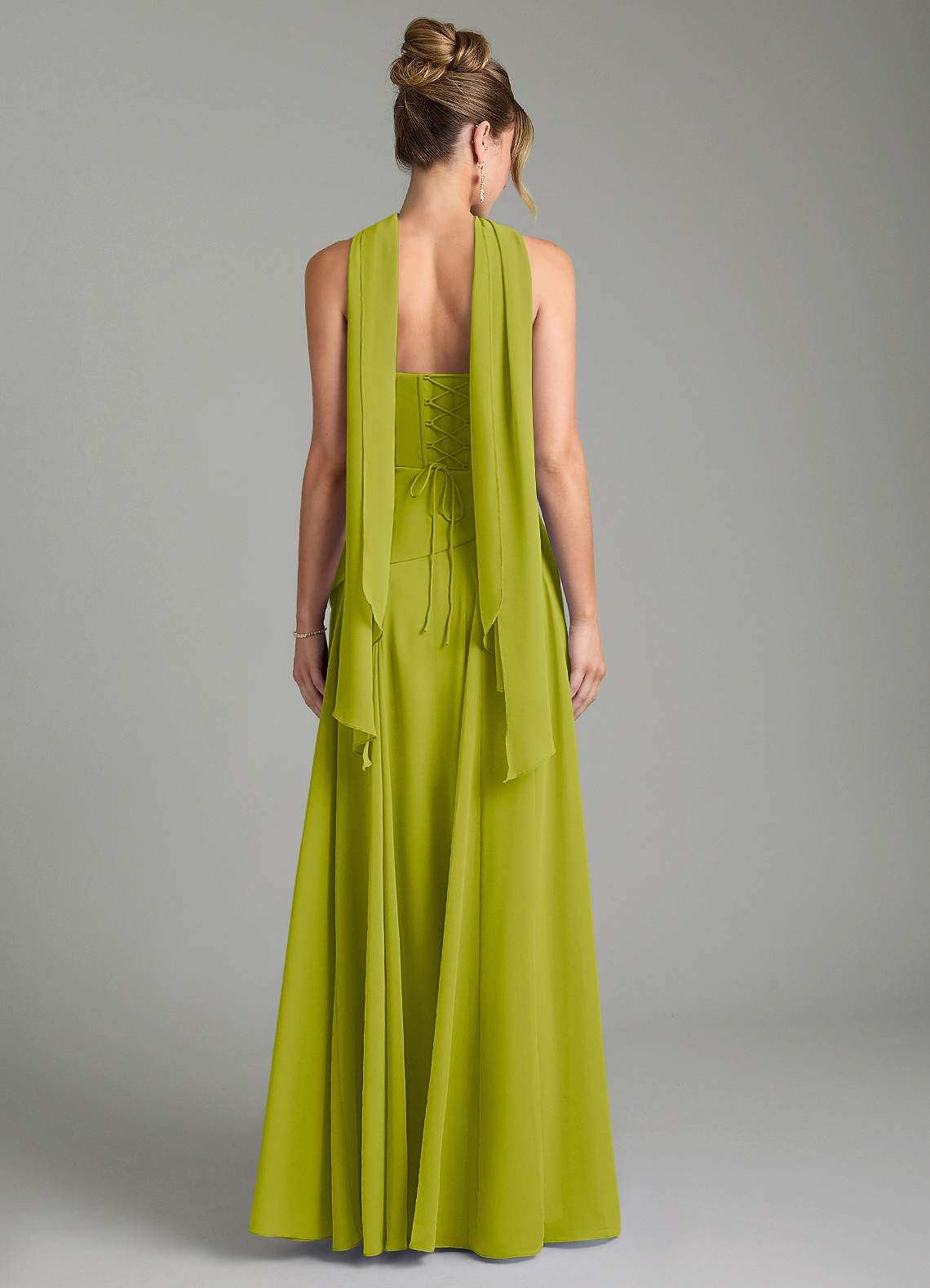 Gabriela A-Line Cowl-Neck Chiffon Bridesmaid Dress in Lemongrass
