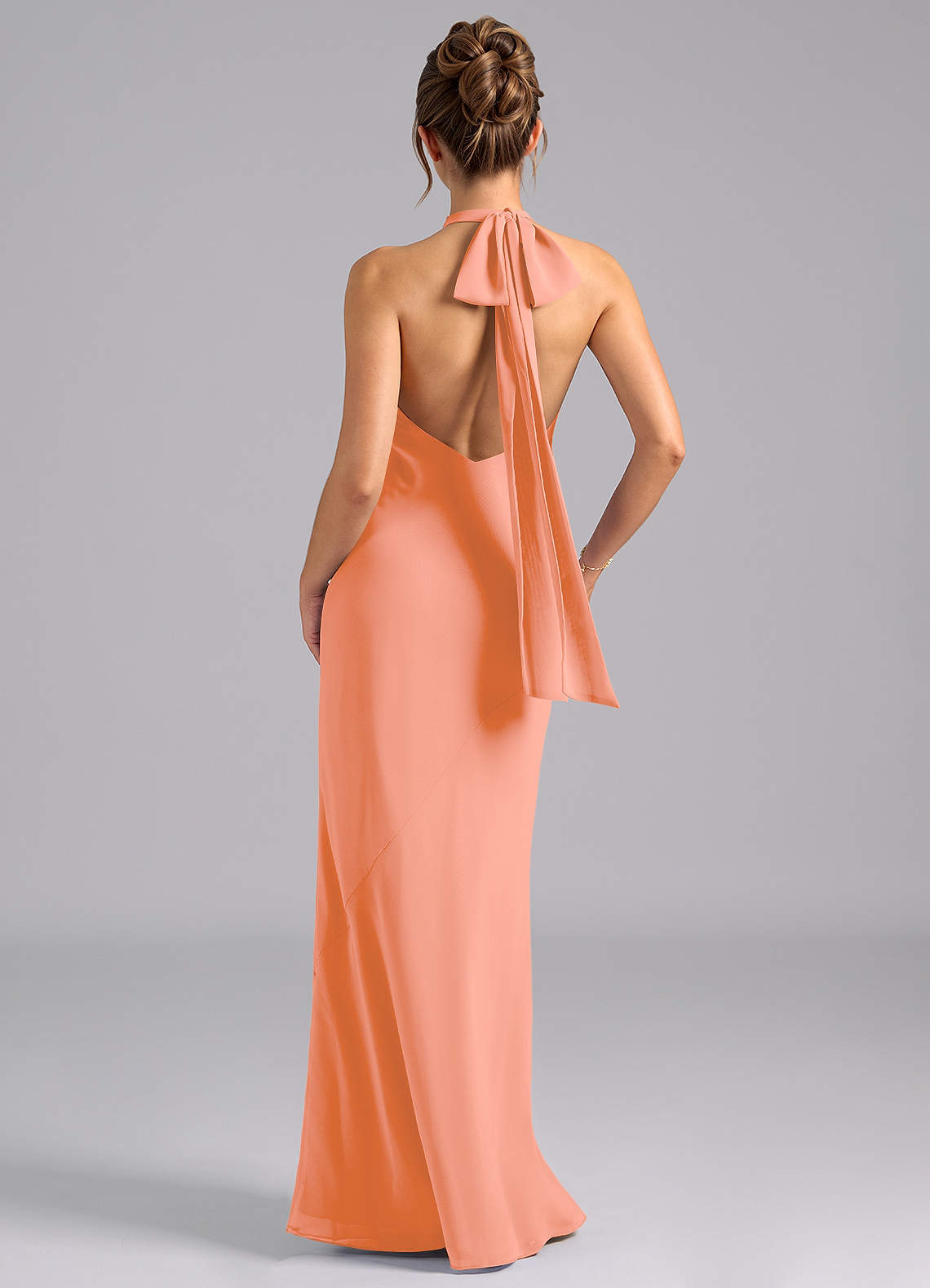 Velli Mermaid Halter Chiffon Bridesmaid Dress in Sunset