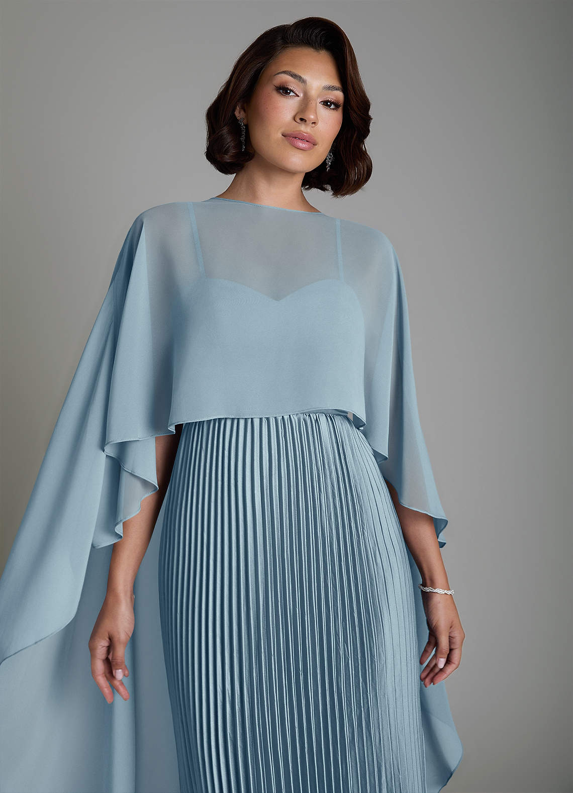 Micah A-Line Sweetheart Stretch Satin and Chiffon Bridesmaid Dress in dusty blue