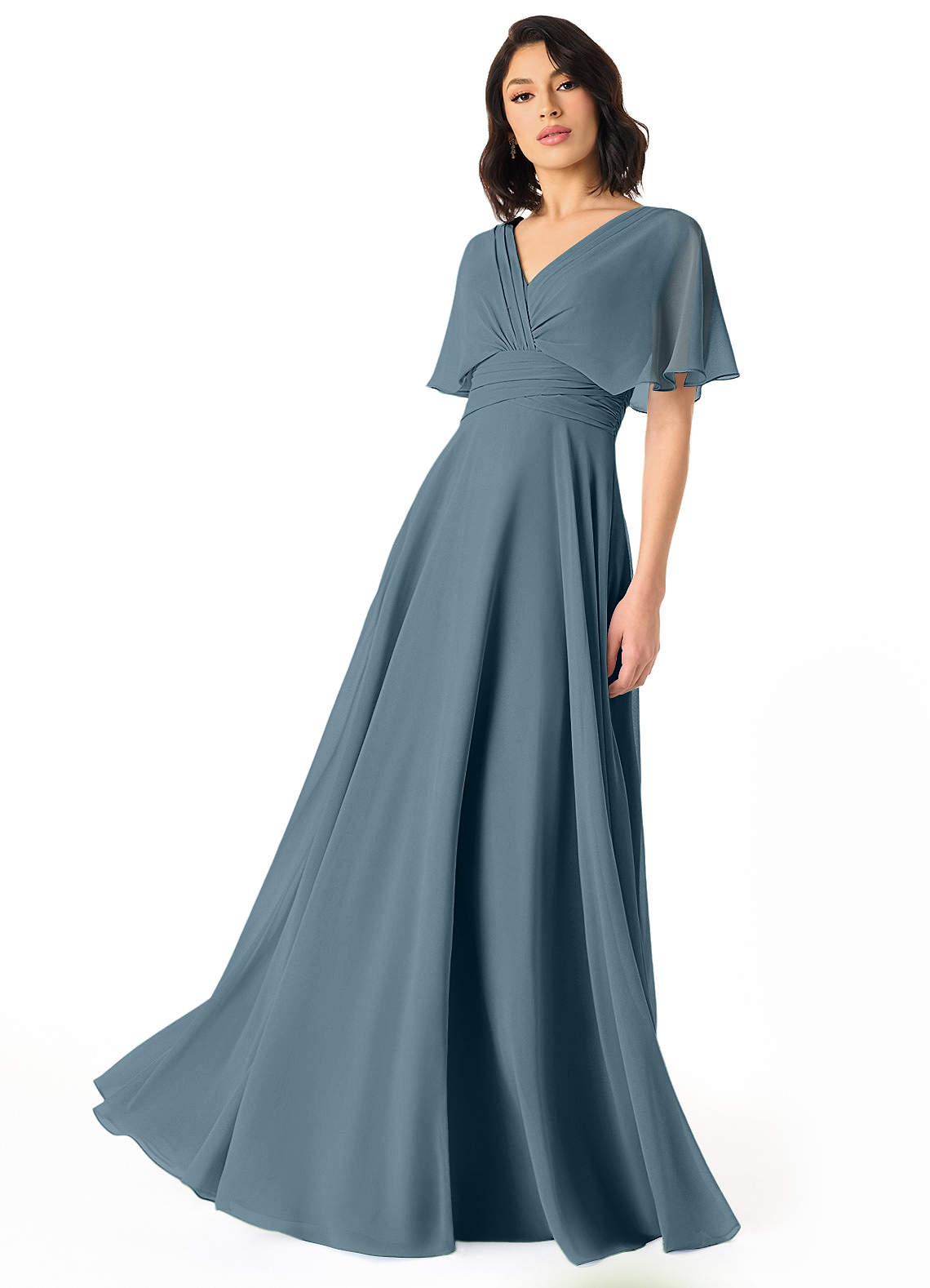 Pamela A-Line V-Neck Chiffon Bridesmaid Dress in Twilight