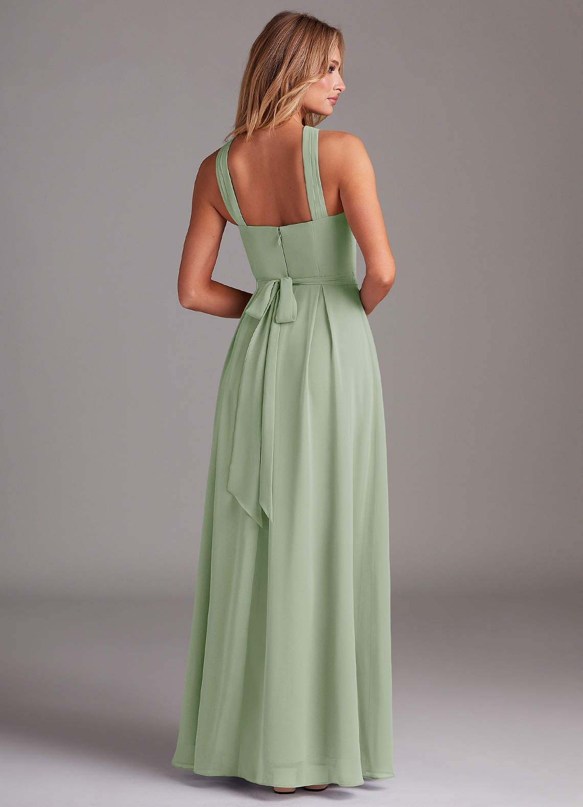 Dixie A-Line Halter Chiffon Bridesmaid Dress in Dusty Sage