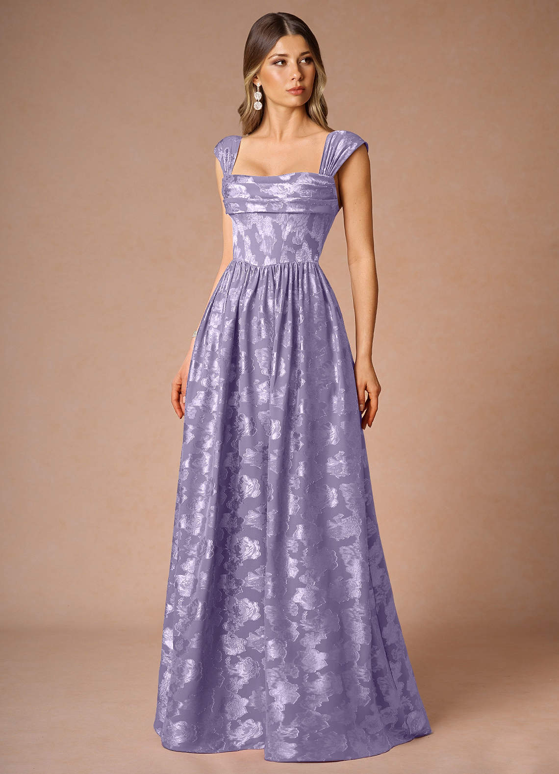 Hazel A-Line Cowl-Neck Fil Coupé Wedding Guest Dress in Lemon Sorbet