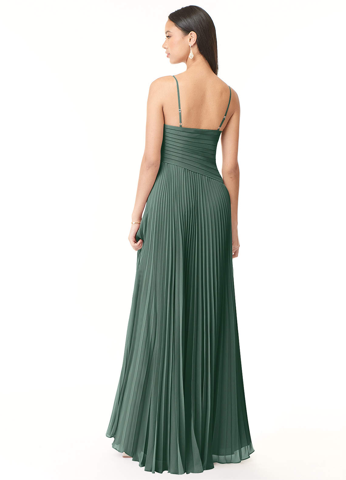 Vini A-Line V-Neck Chiffon Bridesmaid Dress in Sea Moss