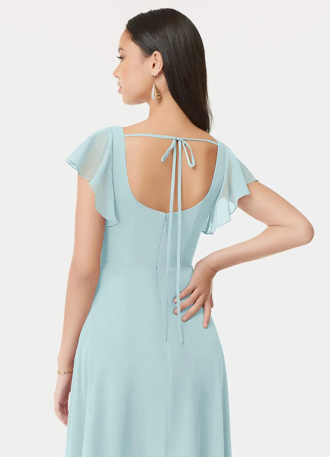 Bondi A-Line Square-Neck Chiffon Bridesmaid Dress in Sea Glass