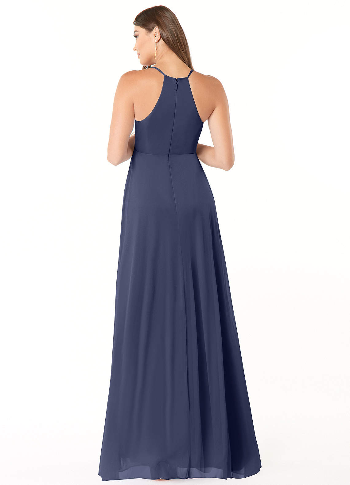 Annabelle A-Line V-Neck Mesh Bridesmaid Dress in Stormy