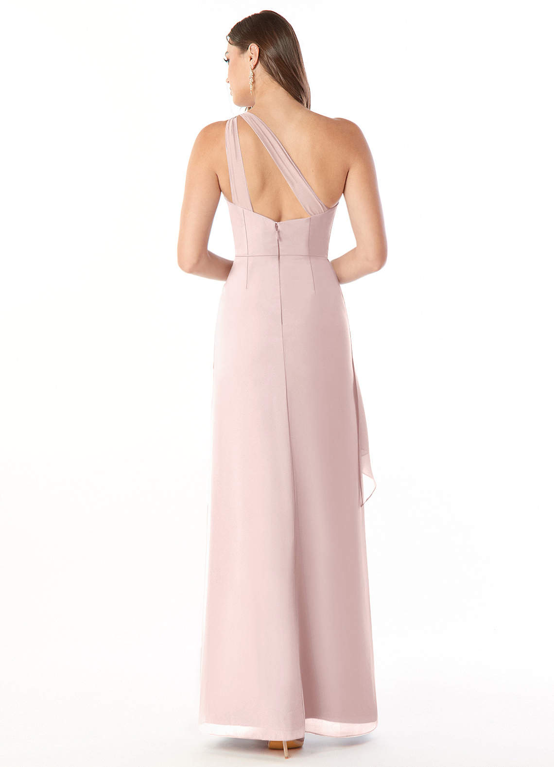 Maive Sheath One-Shoulder Chiffon Bridesmaid Dress in Blushing Pink