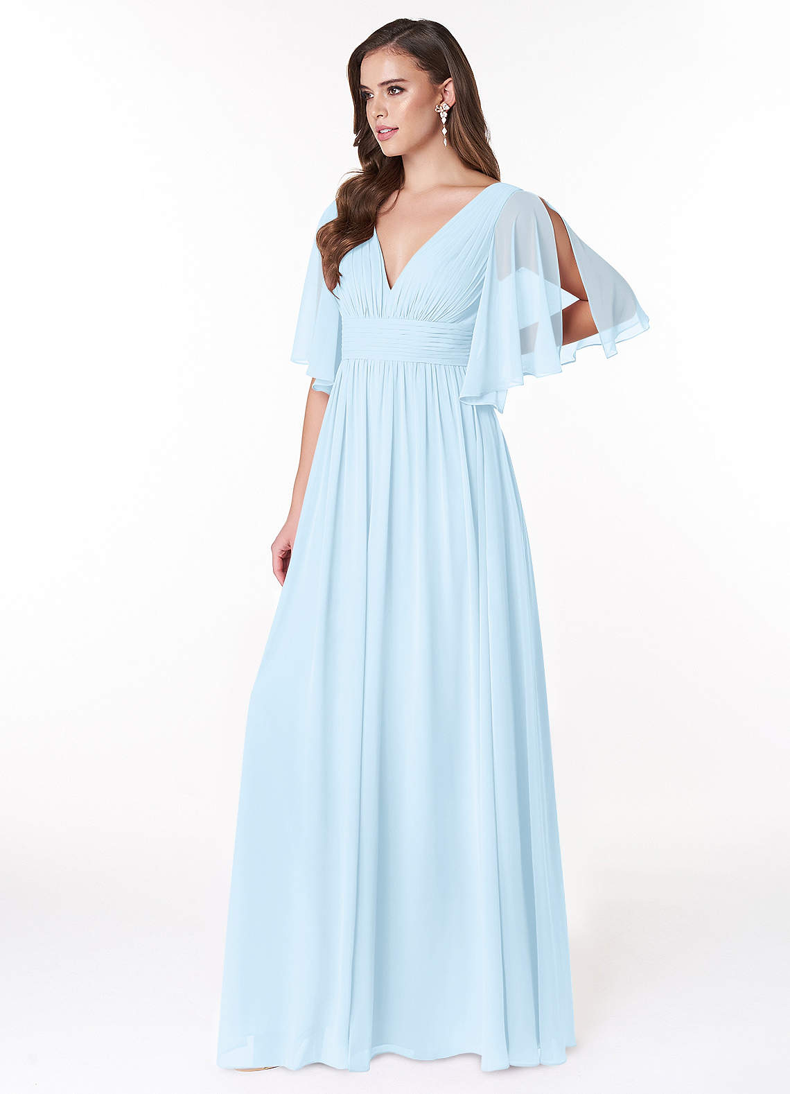 Temeka A-Line V-Neck Chiffon Bridesmaid Dress in Sky Blue
