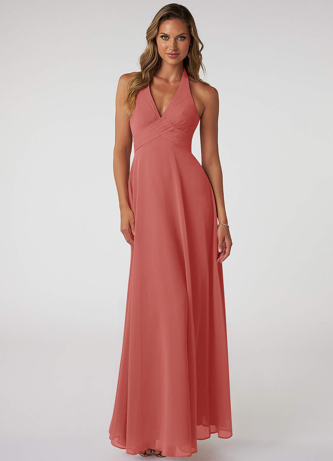 Tessie A-Line V-Neck Chiffon Bridesmaid Dress in Antique Rose