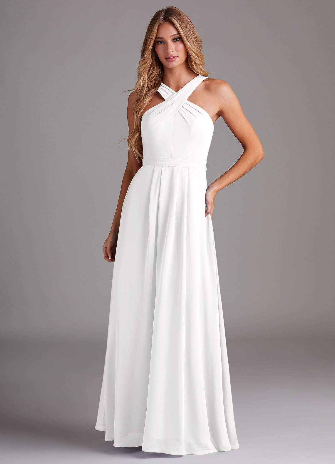 Dixie A-Line Halter Chiffon Bridesmaid Dress in white