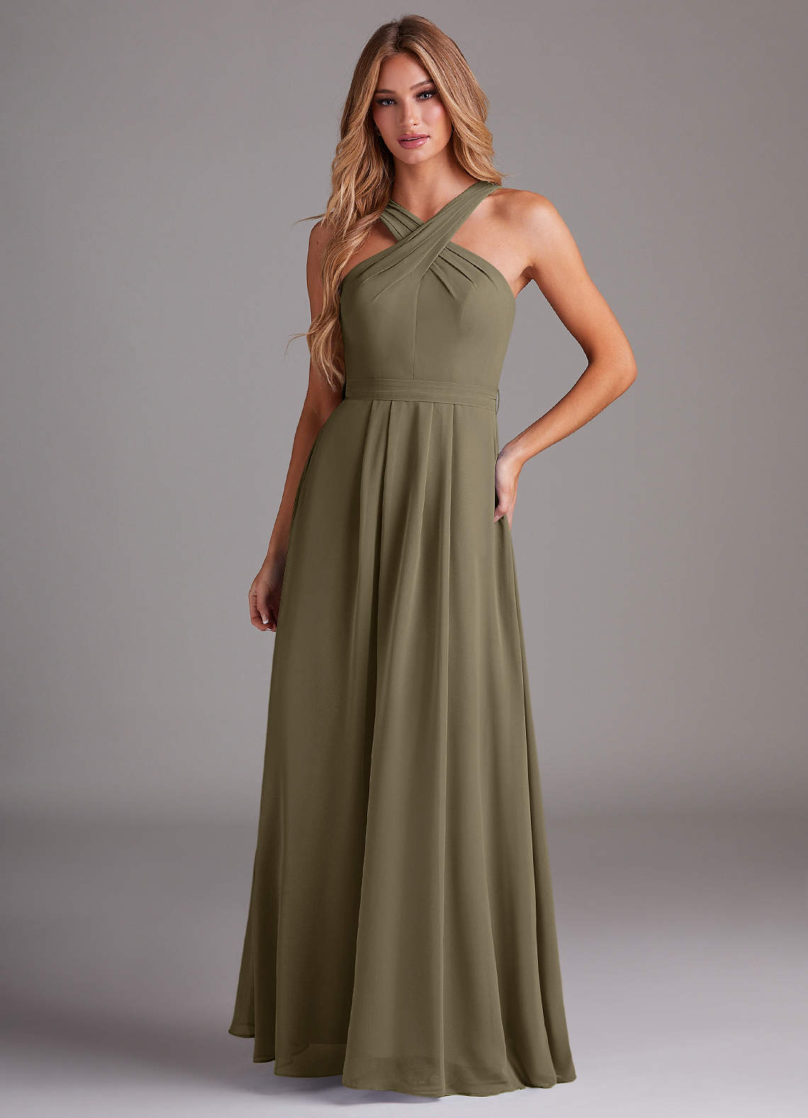 Dixie A-Line Halter Chiffon Bridesmaid Dress in Willow Green