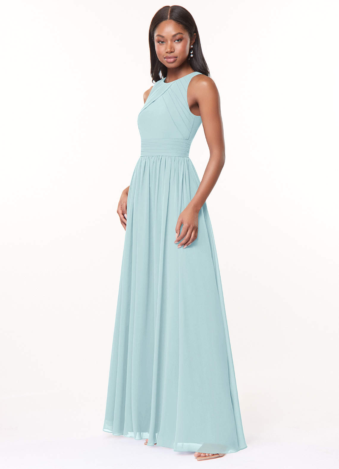 Harper A-Line Scoop-Neck Chiffon Bridesmaid Dress in Sea Glass